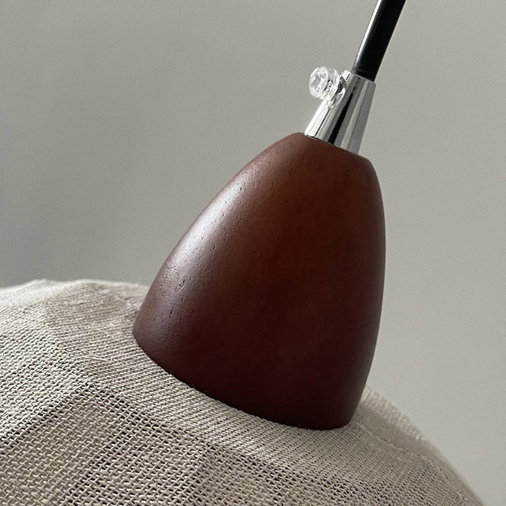 Lámpara colgante de 1 luz de tela de madera maciza tradicional japonesa para sala de estar 