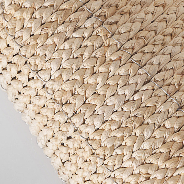 Traditional Japanese Dome Grass Rope Raffia 1-Light Pendant Light For Bedroom