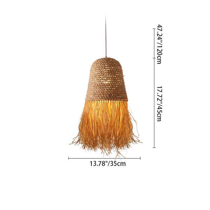 Traditionelle japanische Kuppel Gras Seil Raffia 1-Licht Pendelleuchte für Schlafzimmer 