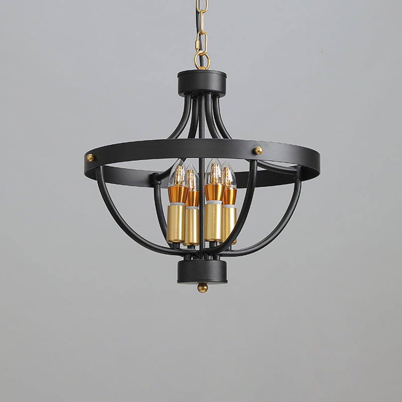 Lámpara colgante de hierro de 4 luces del hemisferio industrial contemporáneo para sala de estar 