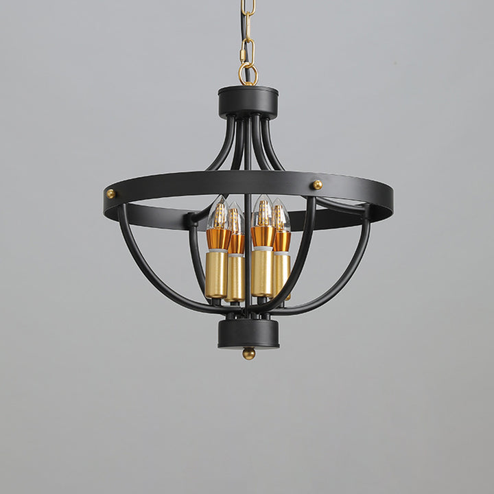 Lámpara colgante de hierro de 4 luces del hemisferio industrial contemporáneo para sala de estar 