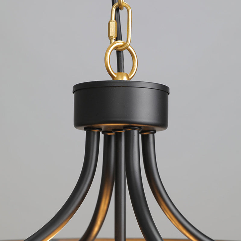 Lámpara colgante de hierro de 4 luces del hemisferio industrial contemporáneo para sala de estar 