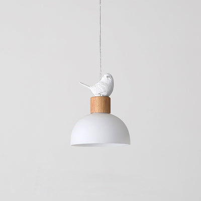 Zeitgenössische nordische Vogelkuppel aus massivem Holz Glas 1-Licht Pendelleuchte für das Schlafzimmer 