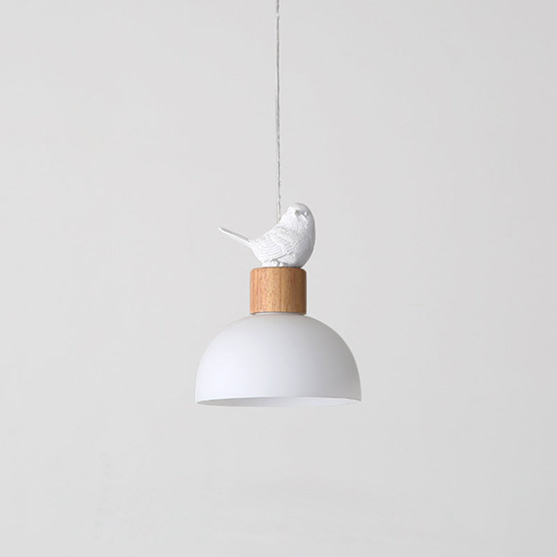 Zeitgenössische nordische Vogelkuppel aus massivem Holz Glas 1-Licht Pendelleuchte für das Schlafzimmer 