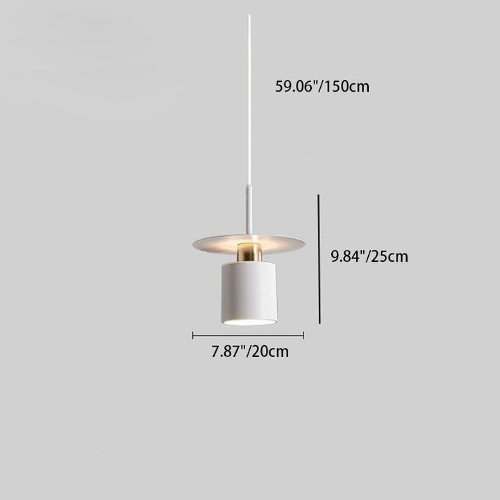 Cylindre de soucoupe volante à la simplicité moderne, suspension en fer à 1 lumière pour chambre à coucher 