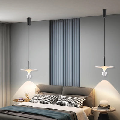 Suspension LED en aluminium en forme de soucoupe volante nordique contemporaine pour chambre 