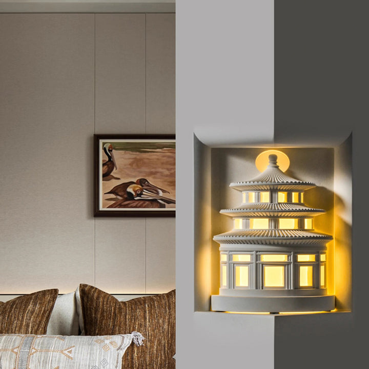 Traditionelle chinesische Loft-Rundgips-Wandleuchte mit 1 Licht für den Flur 