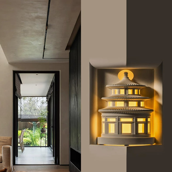 Traditionelle chinesische Loft-Rundgips-Wandleuchte mit 1 Licht für den Flur 
