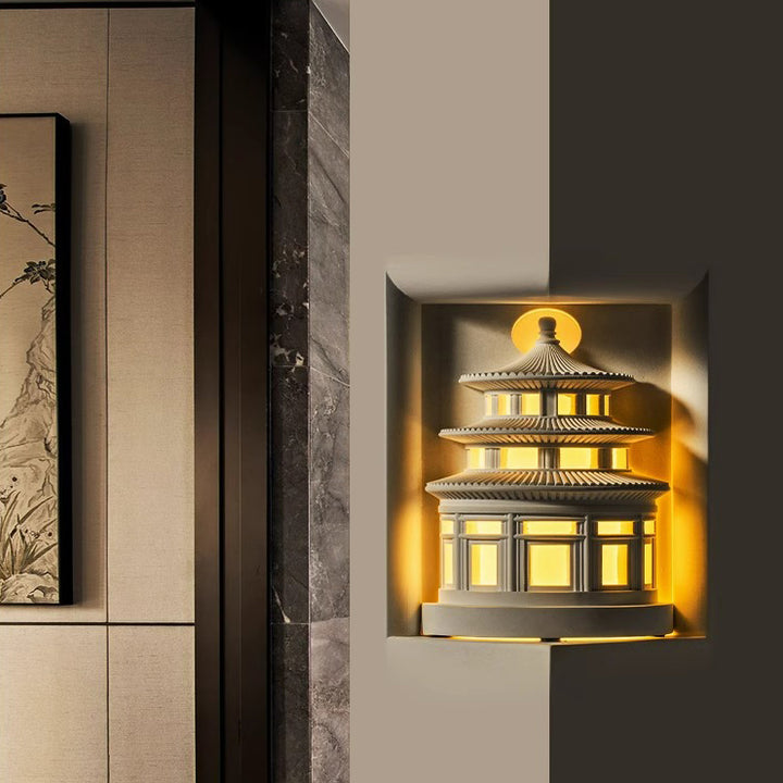 Traditionelle chinesische Loft-Rundgips-Wandleuchte mit 1 Licht für den Flur 