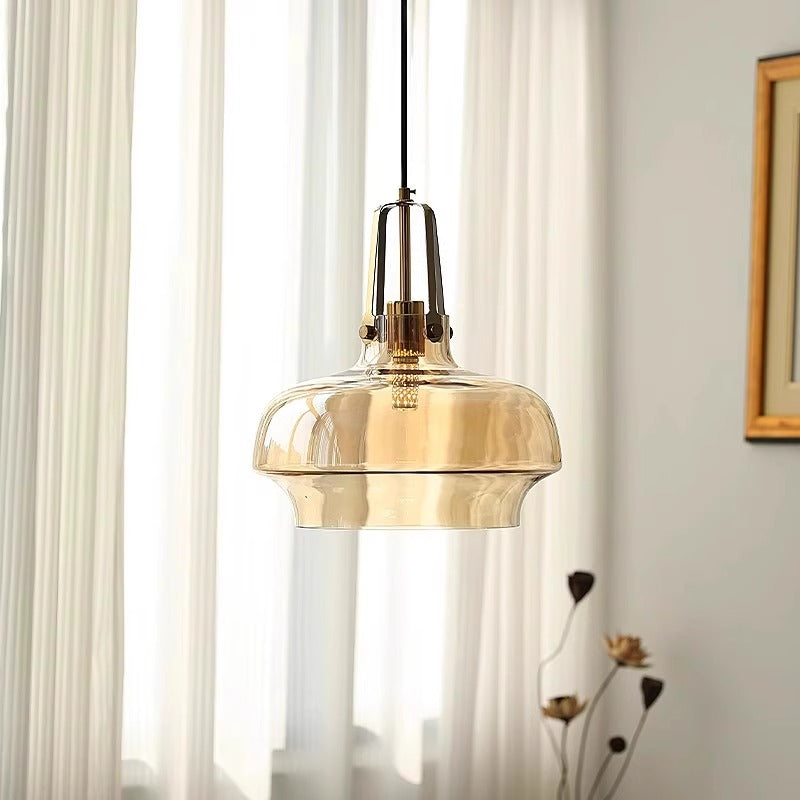 Traditionelle französische transparente Kuppel Metall Glas LED Pendelleuchte für das Schlafzimmer 