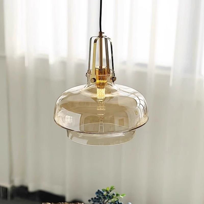 Traditionelle französische transparente Kuppel Metall Glas LED Pendelleuchte für das Schlafzimmer 