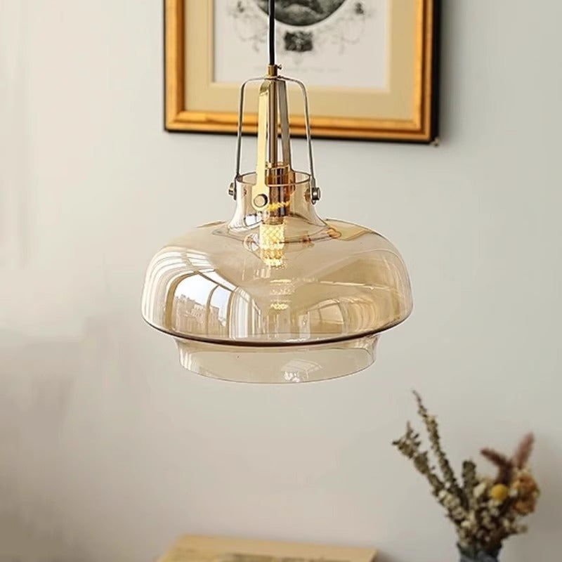 Traditionelle französische transparente Kuppel Metall Glas LED Pendelleuchte für das Schlafzimmer 