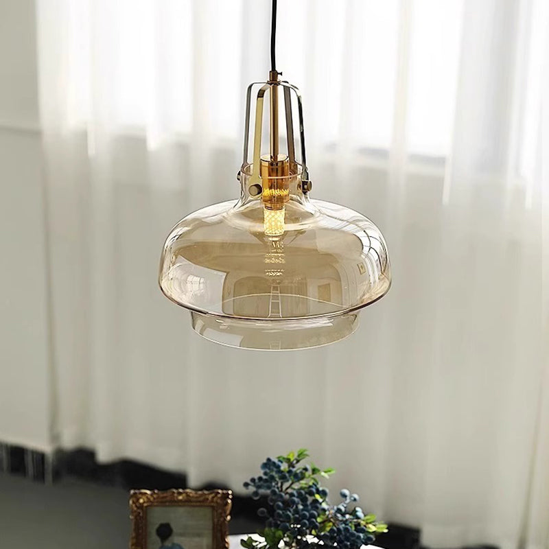 Traditionelle französische transparente Kuppel Metall Glas LED Pendelleuchte für das Schlafzimmer 