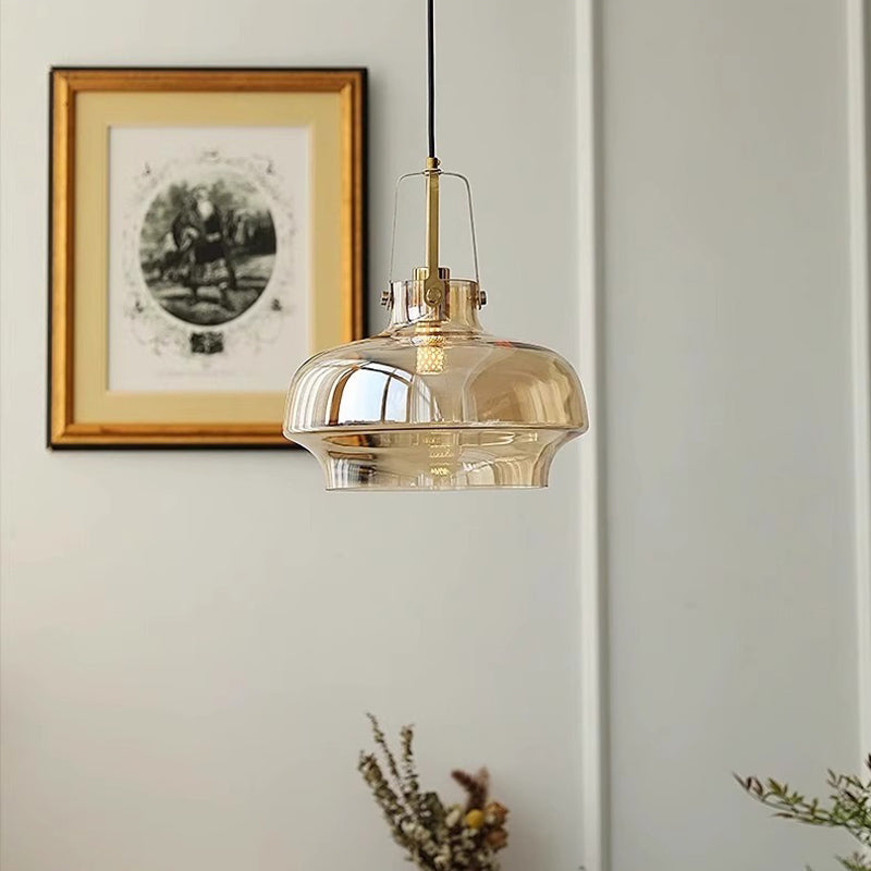 Traditionelle französische transparente Kuppel Metall Glas LED Pendelleuchte für das Schlafzimmer 