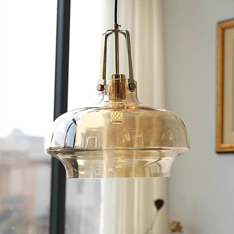 Traditionelle französische transparente Kuppel Metall Glas LED Pendelleuchte für das Schlafzimmer 