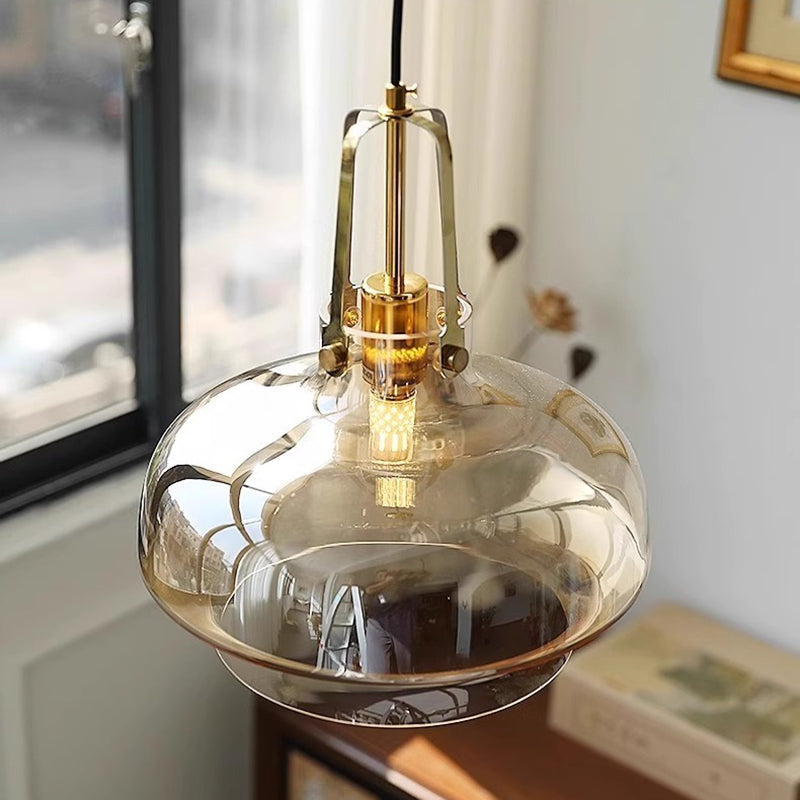 Traditionelle französische transparente Kuppel Metall Glas LED Pendelleuchte für das Schlafzimmer 