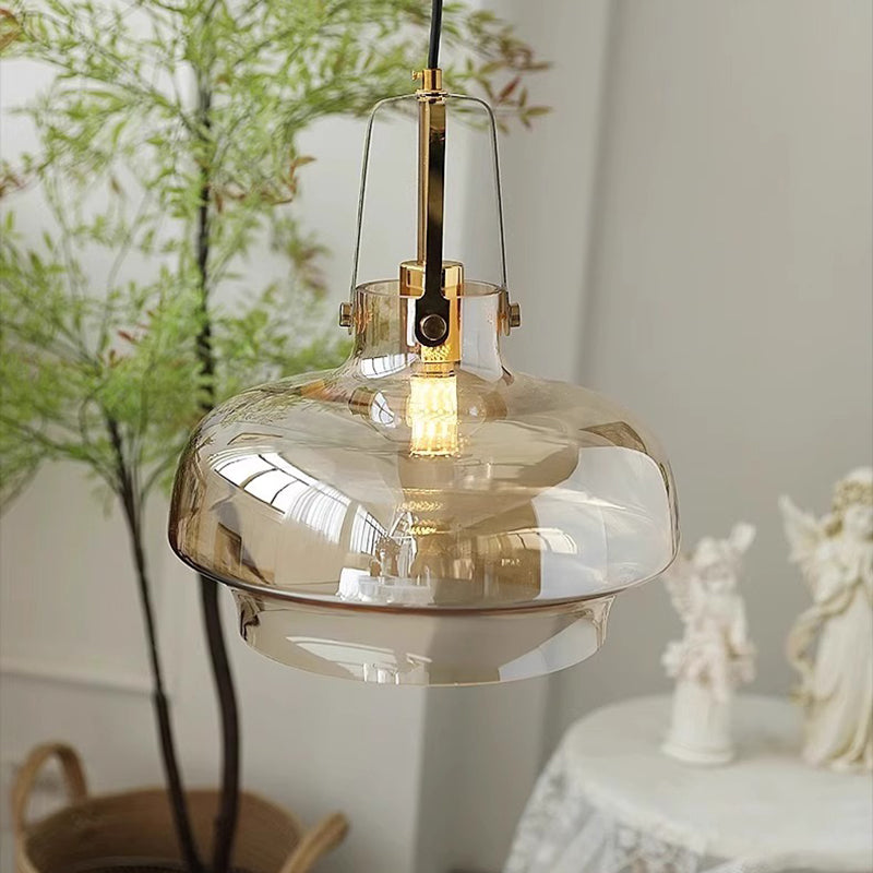 Traditionelle französische transparente Kuppel Metall Glas LED Pendelleuchte für das Schlafzimmer 