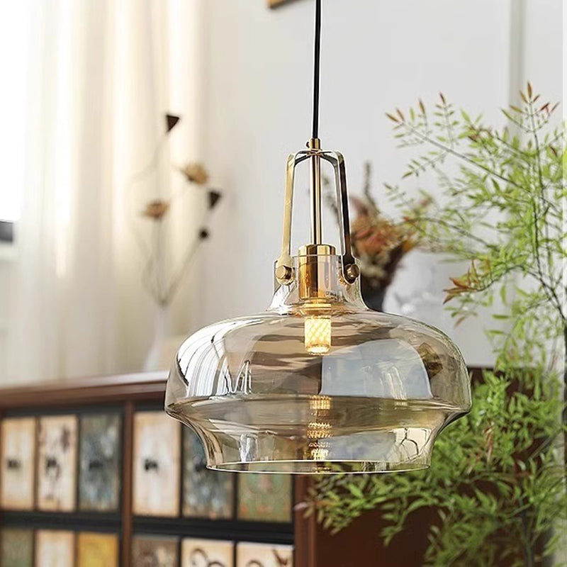 Traditionelle französische transparente Kuppel Metall Glas LED Pendelleuchte für das Schlafzimmer 