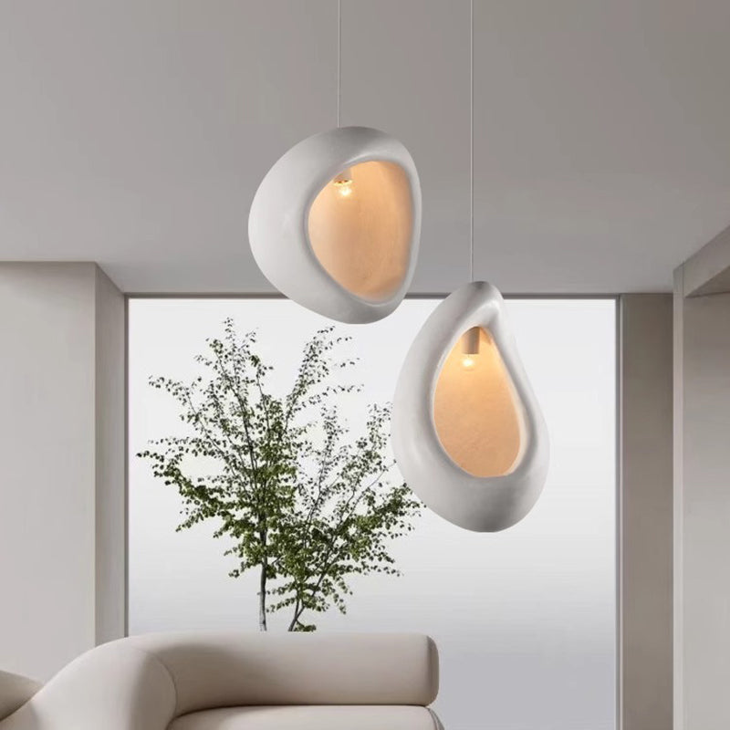 Zeitgenössische kreative Halb-Nest-Oval-Hochdichte-Polystyrol-1-Licht-Pendelleuchte für das Wohnzimmer 