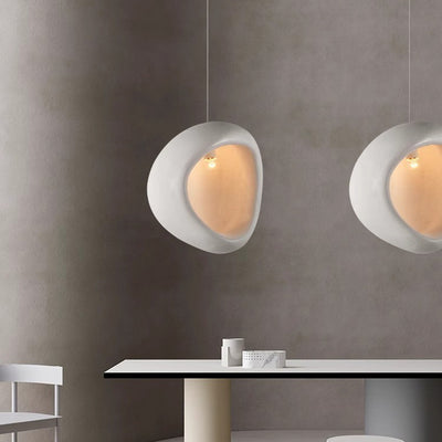 Zeitgenössische kreative Halb-Nest-Oval-Hochdichte-Polystyrol-1-Licht-Pendelleuchte für das Wohnzimmer 