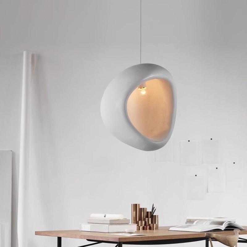Zeitgenössische kreative Halb-Nest-Oval-Hochdichte-Polystyrol-1-Licht-Pendelleuchte für das Wohnzimmer 
