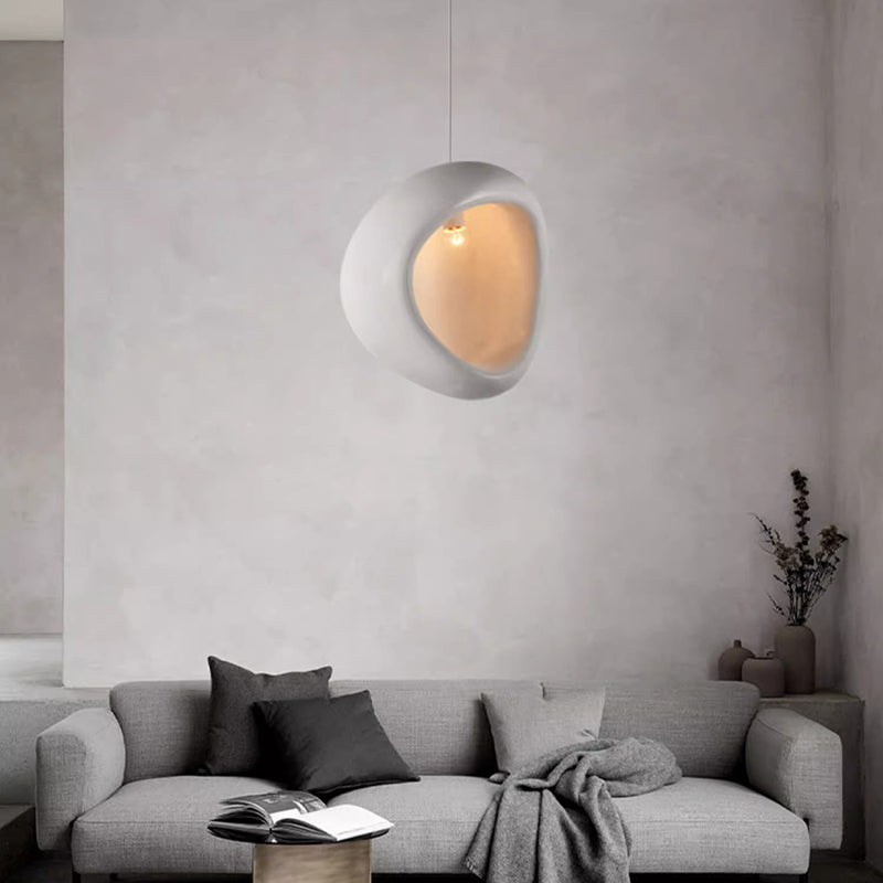 Zeitgenössische kreative Halb-Nest-Oval-Hochdichte-Polystyrol-1-Licht-Pendelleuchte für das Wohnzimmer 