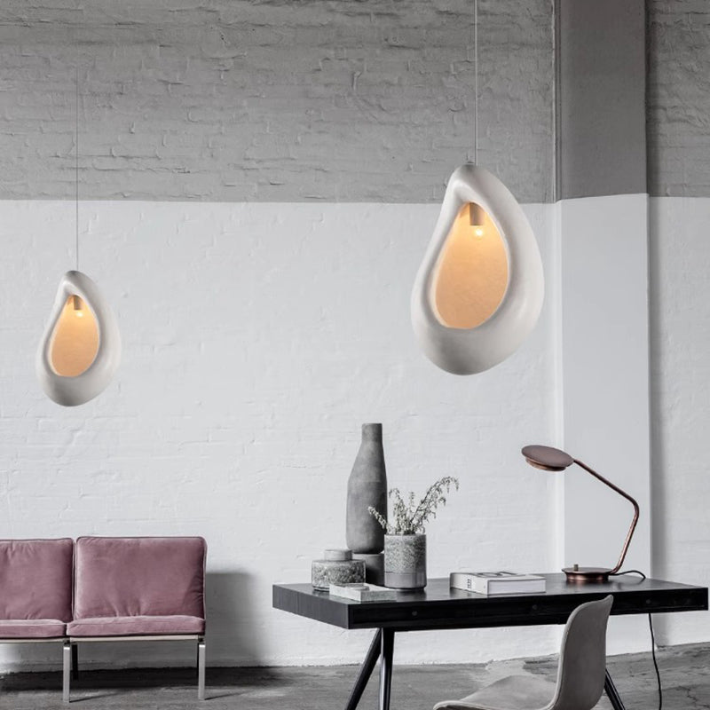 Zeitgenössische kreative Halb-Nest-Oval-Hochdichte-Polystyrol-1-Licht-Pendelleuchte für das Wohnzimmer 