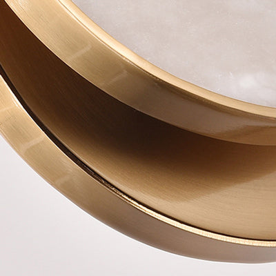 Lustre à LED en métal rond et marbre de luxe moderne pour chambre 