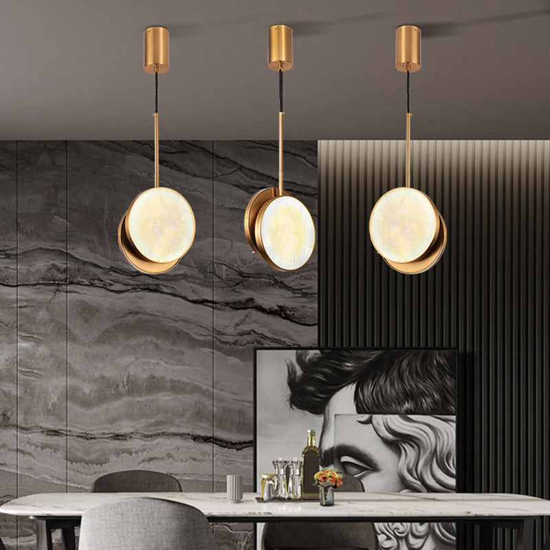 Lustre à LED en métal rond et marbre de luxe moderne pour chambre 