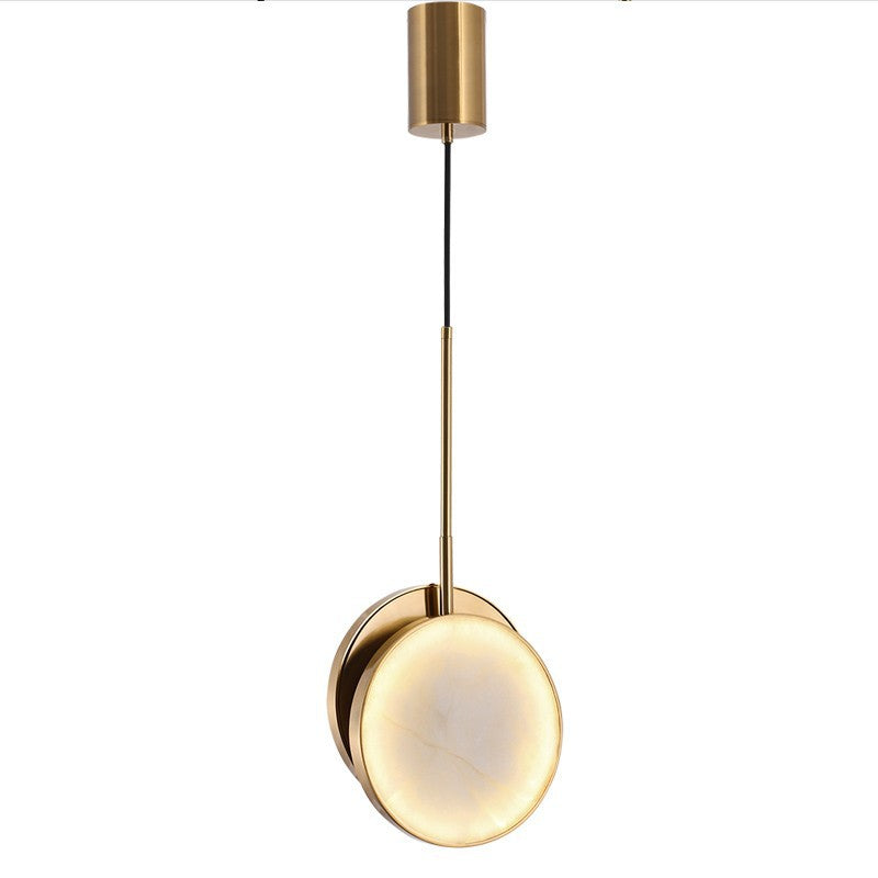 Lustre à LED en métal rond et marbre de luxe moderne pour chambre 