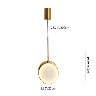 Lustre à LED en métal rond et marbre de luxe moderne pour chambre 