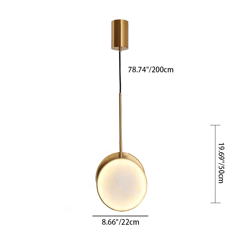 Lustre à LED en métal rond et marbre de luxe moderne pour chambre 