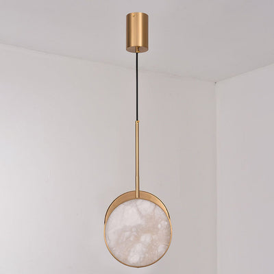 Lustre à LED en métal rond et marbre de luxe moderne pour chambre 