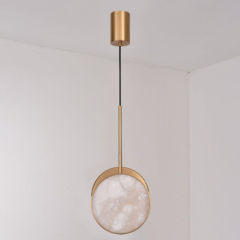 Lustre à LED en métal rond et marbre de luxe moderne pour chambre 