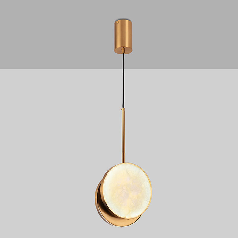 Lustre à LED en métal rond et marbre de luxe moderne pour chambre 