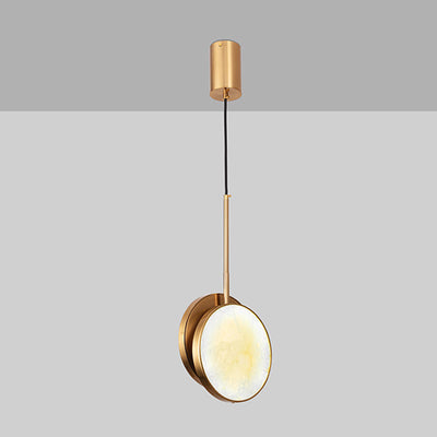 Lustre à LED en métal rond et marbre de luxe moderne pour chambre 
