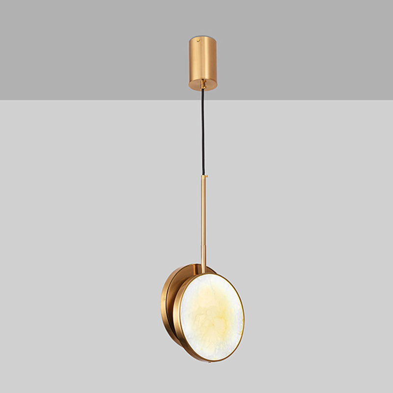 Lustre à LED en métal rond et marbre de luxe moderne pour chambre 