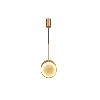 Lustre à LED en métal rond et marbre de luxe moderne pour chambre 