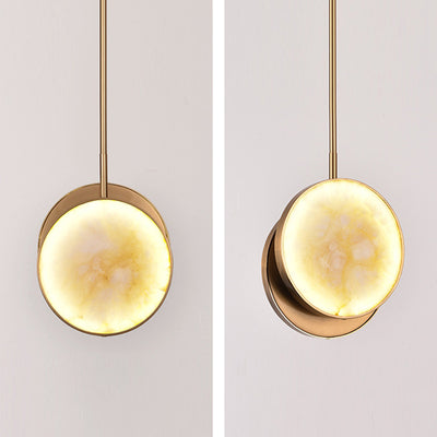 Lustre à LED en métal rond et marbre de luxe moderne pour chambre 