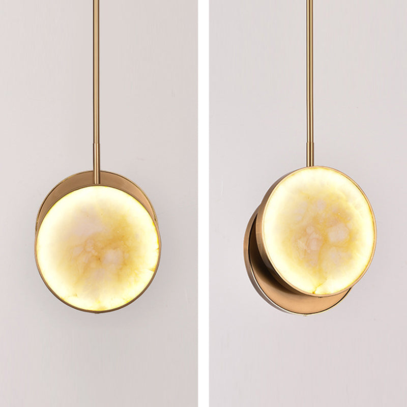 Lustre à LED en métal rond et marbre de luxe moderne pour chambre 