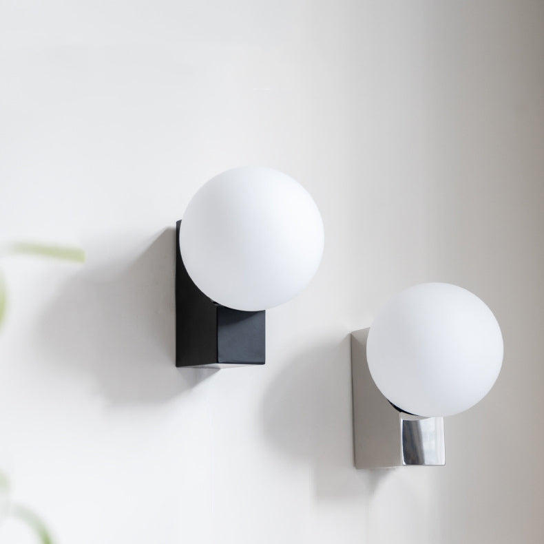 Lámpara Aplique de Pared de 1 Luz de Vidrio y Hierro Rectangular de Simplicidad Moderna para Dormitorio 
