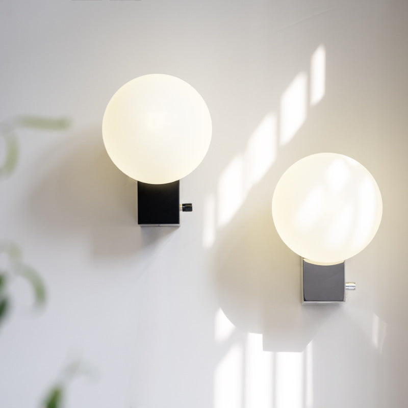 Lámpara Aplique de Pared de 1 Luz de Vidrio y Hierro Rectangular de Simplicidad Moderna para Dormitorio 