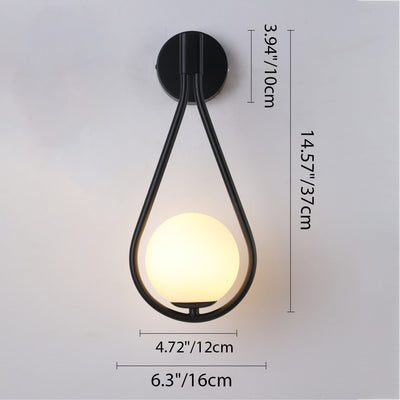 Zeitgenössische nordische Wassertropfen Eisen Glas 1-Licht Wandleuchte für das Schlafzimmer 