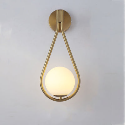 Zeitgenössische nordische Wassertropfen Eisen Glas 1-Licht Wandleuchte für das Schlafzimmer 