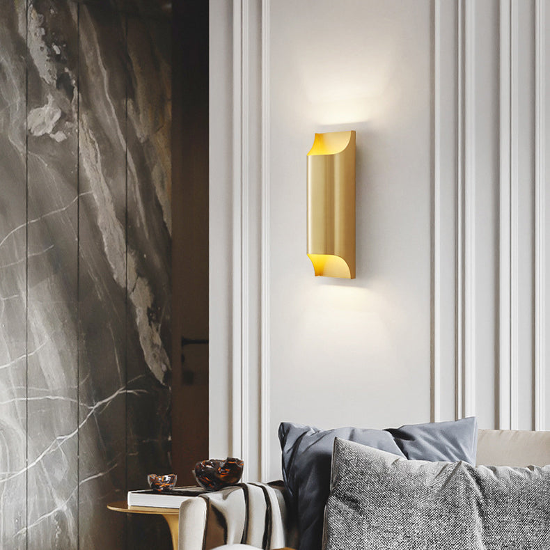 Lámpara de Aplique de Pared de Cobre Rectangular de 2 Luces de Lujo Moderno para Pasillo 