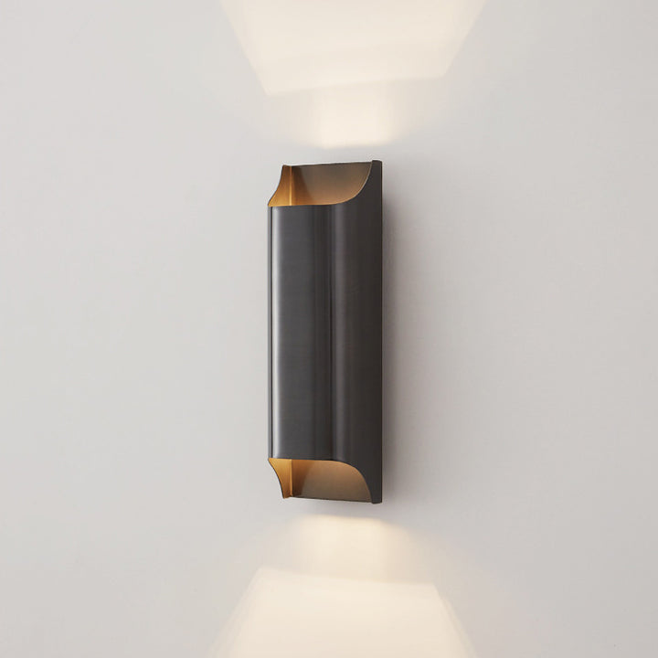 Lámpara de Aplique de Pared de Cobre Rectangular de 2 Luces de Lujo Moderno para Pasillo 