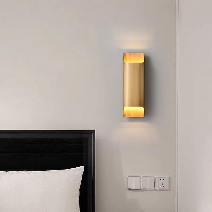 Lámpara de Aplique de Pared de Cobre Rectangular de 2 Luces de Lujo Moderno para Pasillo 