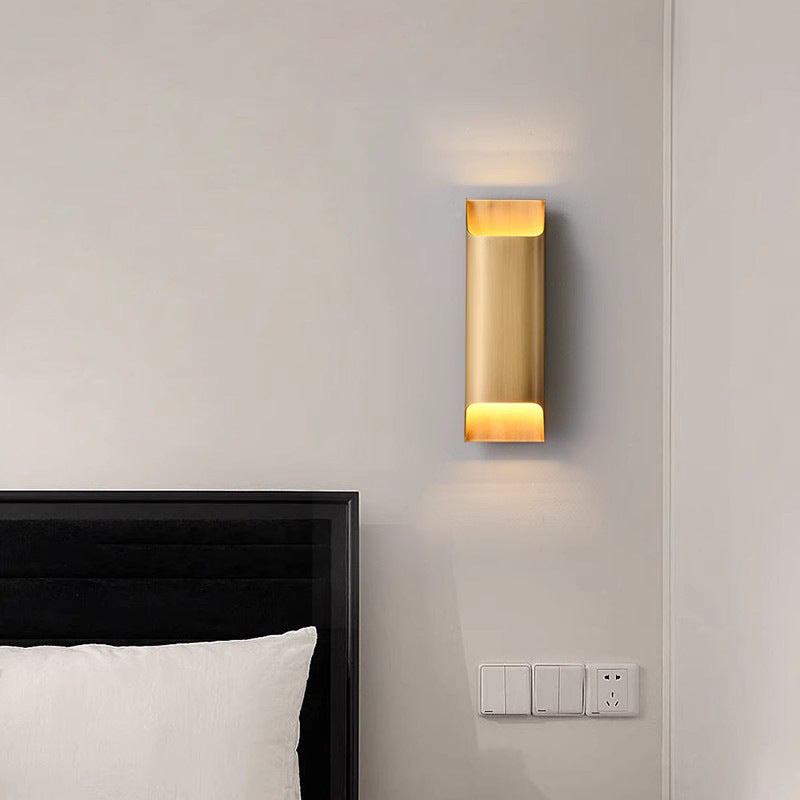 Modern Luxury Rectangular Copper 2-Light Wall Sconce Lamp For Hallway