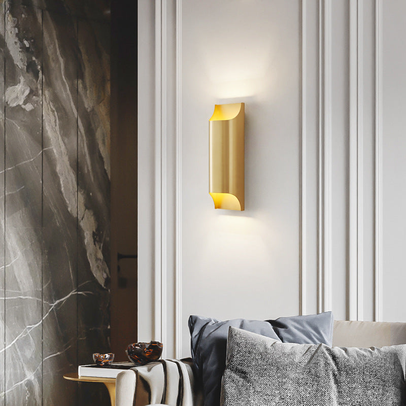 Lámpara de Aplique de Pared de Cobre Rectangular de 2 Luces de Lujo Moderno para Pasillo 