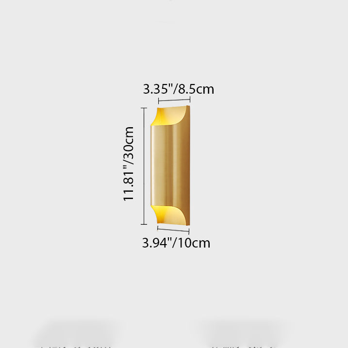 Lámpara de Aplique de Pared de Cobre Rectangular de 2 Luces de Lujo Moderno para Pasillo 